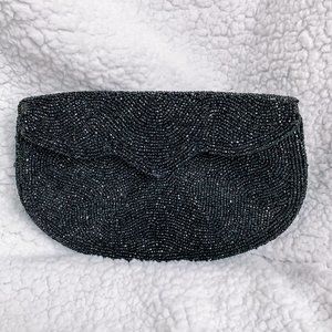 vintage black beaded clutch